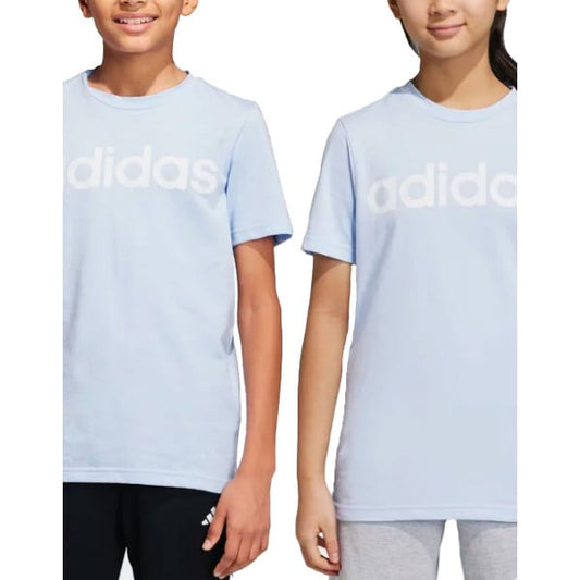 ADIDAS Essentials Linear Logo Cotton Tee Blue Dawn