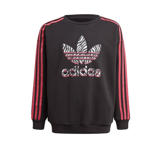 ADIDAS Graphic Print Crew Sweatshirt Black/Pink