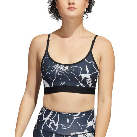 ADIDAS Light-Support Flower Print Bra Black/Grey