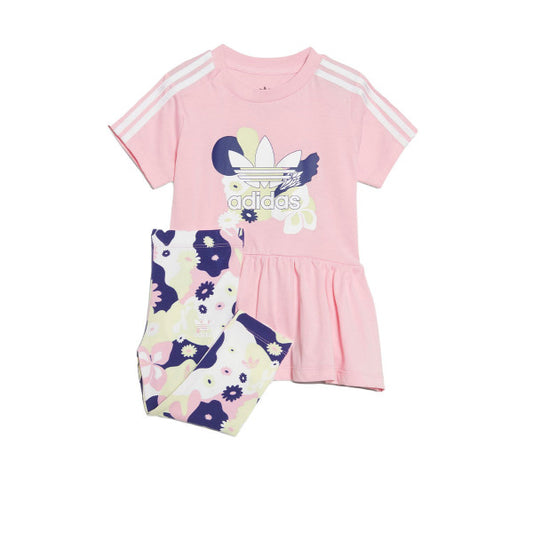 ADIDAS Originals Flower Print Dress And Tights Set Pink/Multi