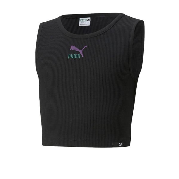 PUMA Classics Cropped Ribbed Tank Black G